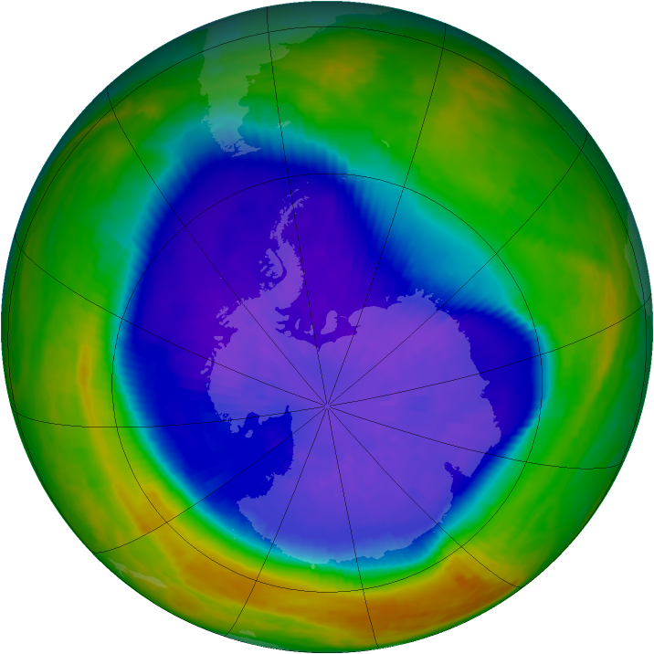 Antarctic ozone map for 20 September 2003